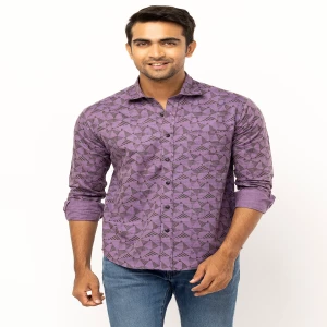 Light Purple Printed Endi Cotton Shirt